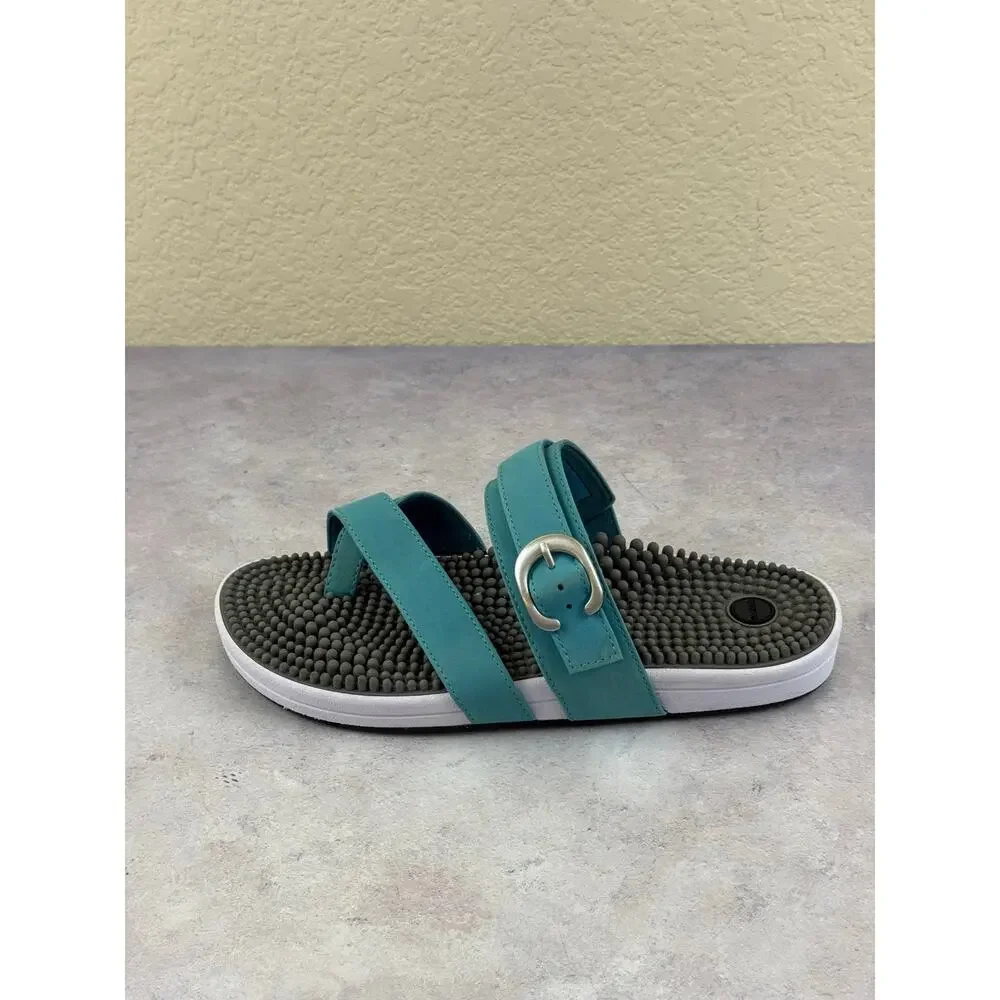 Kenkoh Massaging Sandals Blue Leather Men's 8 Women’s Size 9 EU 40